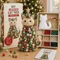 Kit de manualidades gato de Navidad con cuentas de colores y adorno de estrella oro - Gato