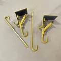 Ganci regolabili in metallo dorato per mensole camino per decorazioni natalizie - 2 Pezzi/Set / Oro