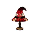 Detailed stained glass witch hat lamp with white ghost patterns for Halloween decor - Red