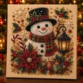 Kit d'arte con perle pupazzo di neve di Natale fai da te con perline 3D festive - Pupazzo di Neve con Lampione