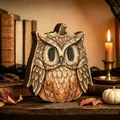 Decoración artesanal de madera de búho y calabaza para escritorio de Halloween - Estilo Búho Calabaza (E)