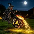 Halloween witch cauldron garden stake light with glowing LED waterfall effect - Witch Cauldron Style