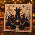 Detailed view of the Halloween pearl art DIY kit featuring witches and black goat motifs - Baphomet Pentagram Wizard Style (H)