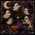 Detailed close-up showing the intricate 3D pearl texture of the Halloween ghost mosaic kit - Ghost & Pumpkin Style