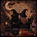 Detailed view of Halloween 3D pearl mosaic kit featuring two best witches - Two Witches Style