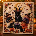 Detailed view of DIY Halloween theme pearl art kit with cute witches and black goat. - Black Goat Wizard Ghost Style (F)