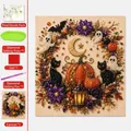 Kit de arte de perlas de Halloween con lienzo, cuentas y herramientas incluidas - Gato negro