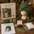 Complete dragon hood hat DIY crochet kit with premium green yarn and professional tools - Dinosaur