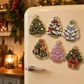 Set di 6 magneti da frigo natalizi fai-da-te con perle e diamanti, decorativi - Set da 6 Alberi di Natale