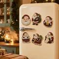 Set festivo di 6 calamite da frigorifero natalizie fai-da-te con perle e diamanti Babbo Natale - Set da 6 Babbi Natale