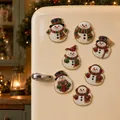 7er-Set DIY Weihnachten Perlen-Schneemann-Kühlschrankmagnete auf Retro-Kühlschrank - Schneemann 6er-Set