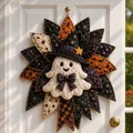 Λεπτομερής προβολή καπιτονέ στεφανιού Halloween με φάντασμα και καπέλο μάγισας - Φάντασμα (Στυλ A)