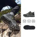 Men's waterproof non-slip hiking shoes in dark green featuring a rugged rubber sole - 39 / Army Green / Yellow