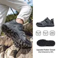 Men's waterproof hiking shoes with anti-slip rubber sole, grey and black finish - 39 / Ash Gray / Blue