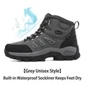 Professional grey SkyPilot waterproof high-top hiking boots for men and women in outdoor terrain - 36 / Gray (Waterproof & Cushioning)