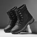 Professional black high-top tactical combat boots for outdoor hiking and trekking - 36 / Black