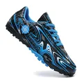 Blue and black youth soccer training shoe with compass design and turf sole studs - 31 / Turf Style (158) / Sky Blue