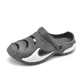 Large size lightweight grey mens garden clogs with breathable holes and wave design - 36 / Gray
