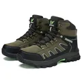 Durable men's high-top hiking boots in olive green and black with non-slip rubber soles - 39 / Army Green
