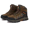 Professional brown men's high-top hiking boots for winter outdoor trekking and climbing - 39 / Brown
