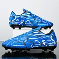Professional blue low-top soccer shoes with stylish wavy pattern for artificial grass. - 35 / Spike Style / Blue FG/AG Cleats