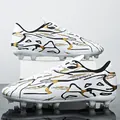 Professional low-top soccer shoes with black and gold graphics for artificial turf - 35 / Spike Style / White Long Studs