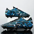 Low-top firm ground soccer shoes with blue and black textured pattern for training - 35 / Spike Style / Black