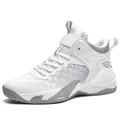 White high-top basketball shoes for men with breathable mesh design - 39 / White