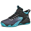 Professional high-top men's basketball shoes in blue and black gradient finish. - 39 / Black Blue