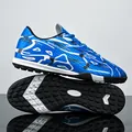 Blue patterned low-top soccer training shoes with TF studs for artificial turf surfaces - 35 / TF Turf / Blue