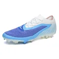 Blue and white professional low-top breathable soccer shoes for firm ground grass - 35 / White Blue