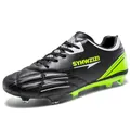 Professional black soccer cleats with lime green spikes for firm ground performance - 39 / Black Green Long Cleats