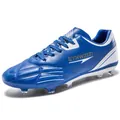 Professional blue soccer cleats with long spikes for youth, breathable synthetic leather upper. - 39 / Royal Blue (FG/AG)