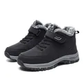 Black winter snow boots for men featuring warm plush lining and durable outdoor sole - 35 / Black