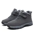 Grey mid-top winter snow boots with warm faux fur lining and rugged outdoor sole - 35 / Gray