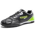Breathable black and neon green soccer cleats for youth and adults with firm ground studs - 39 / Black Green Turf Cleats