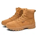 Botas militares de exterior color arena con gamuza duradera y suelas de tacos robustas - 36 / Marrón