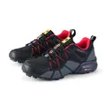 Durable men's outdoor trail running shoes breathable hiking sneakers in black red - 40 / Black Red