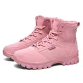 Botas tácticas de senderismo rosas de caña alta con malla transpirable y acabado de gamuza - 36 / Rosa