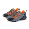 Men's breathable outdoor trail running shoes in stylish grey and orange colorway - 40 / Grey Orange
