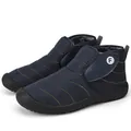 Stylish navy blue winter snow boots featuring warm fleece lining and Velcro strap closure - 36 / Dark Blue