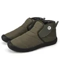 Comfortable warm olive green quilted snow boots with plush lining and black rubber sole - 36 / Green