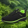 Professional breathable flyknit sneakers for men in large sizes black and neon green - 36 / Black Green