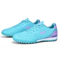 Light blue TF soccer turf shoes with pink DAHK logo for youth training and matches - 32 / Moonlight Blue TF Studs