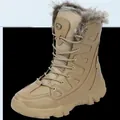 Warm men's tan high-top snow boots with fleece lining and rugged sole - 39 / Khaki