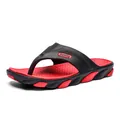 Men's stylish black and red thong flip-flops for summer casual beach wear - 39 / Black Red