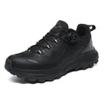 All-black men's outdoor hiking shoes with rotary buckle for professional non-slip trekking. - 39 / Black