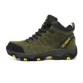 Durable waterproof men's winter hiking boots in olive green with non-slip thick rubber sole - 36 / Flats / Dark Green