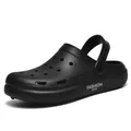 Classic black men's clogs with adjustable heel strap for outdoor beach wear - 40 / Black