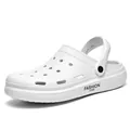 Classic white garden clogs for men with breathable holes and pivot strap - 40 / White
